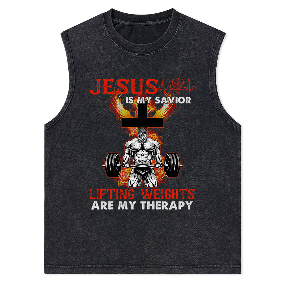 Jesus Is My Savior Christian Washed Tank Top
