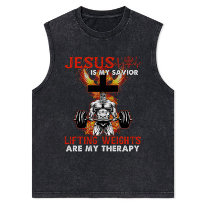 Jesus Is My Savior Christian Washed Tank Top