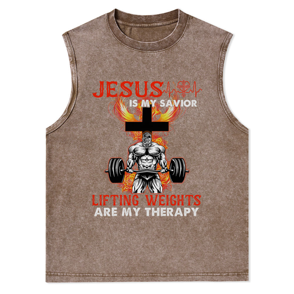 Jesus Is My Savior Christian Washed Tank Top