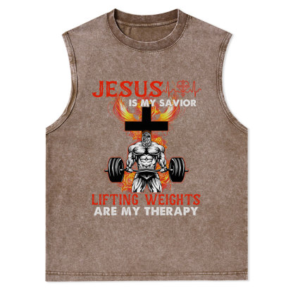 Jesus Is My Savior Christian Washed Tank Top