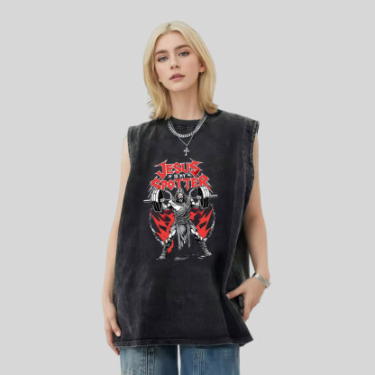 Jesus Is My Spotter Christian Washed Tank Top