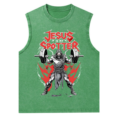 Jesus Is My Spotter Christian Washed Tank Top