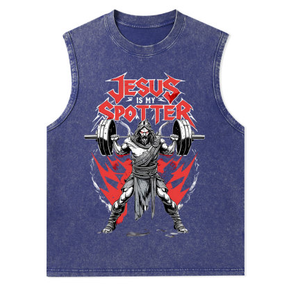 Jesus Is My Spotter Christian Washed Tank Top
