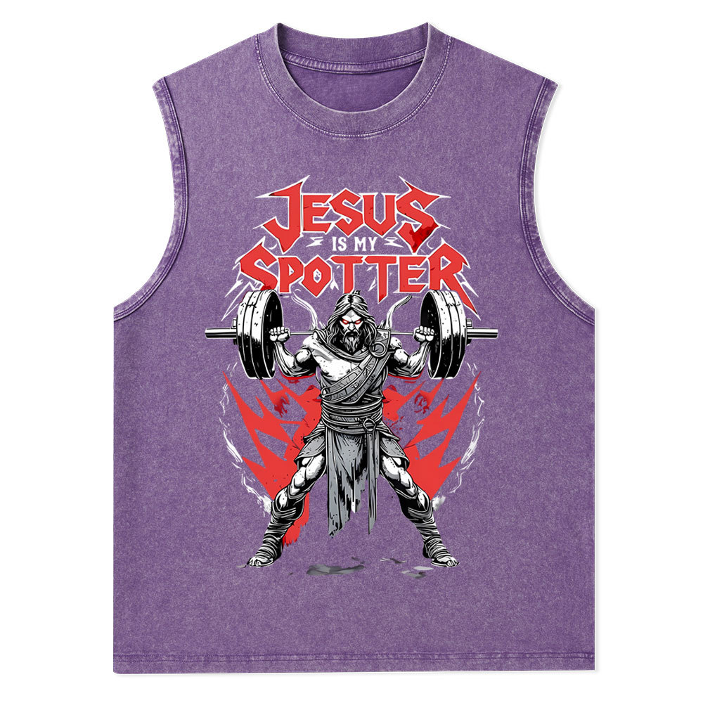 Jesus Is My Spotter Christian Washed Tank Top
