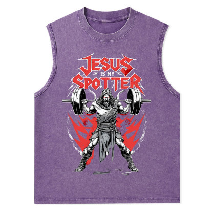 Jesus Is My Spotter Christian Washed Tank Top
