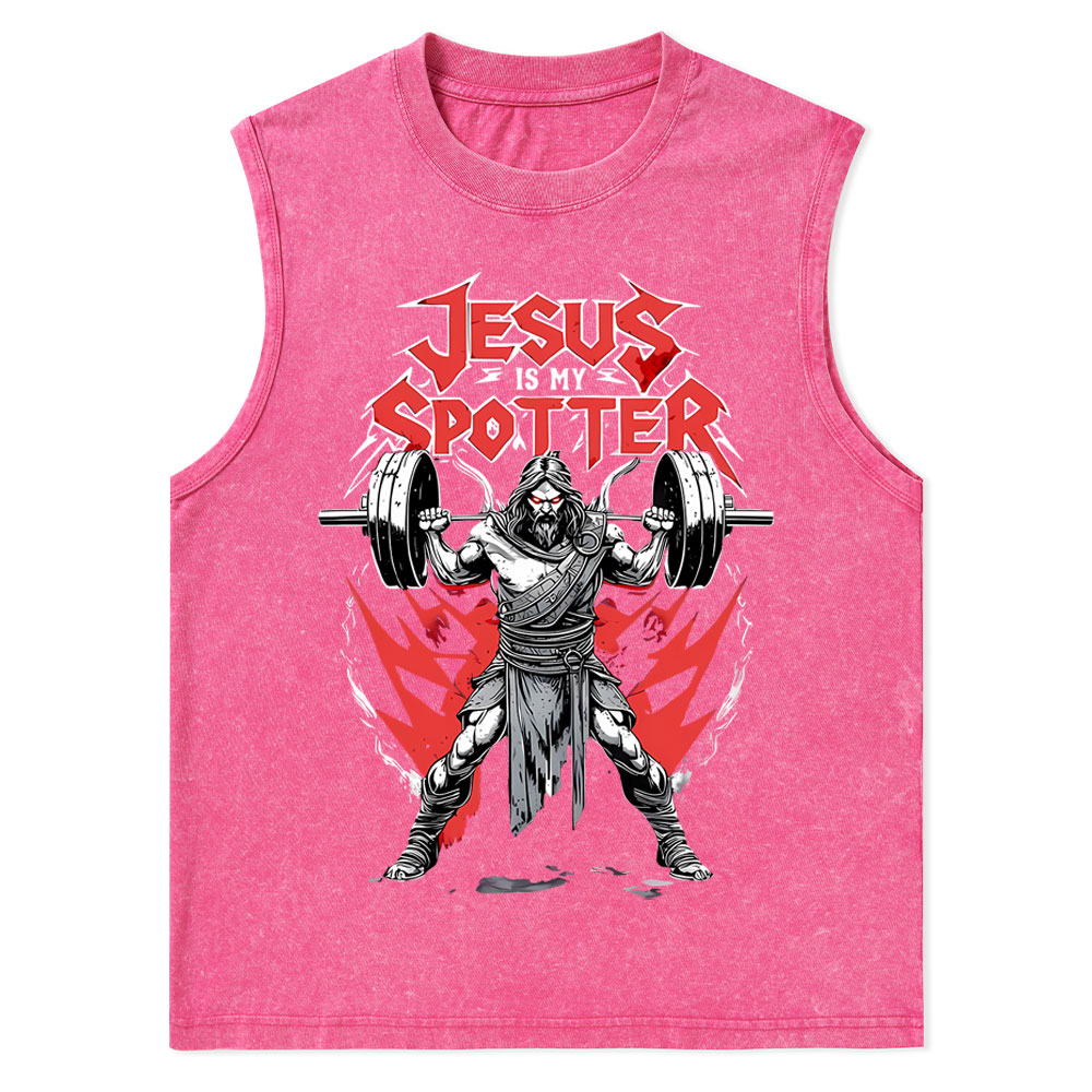 Jesus Is My Spotter Christian Washed Tank Top