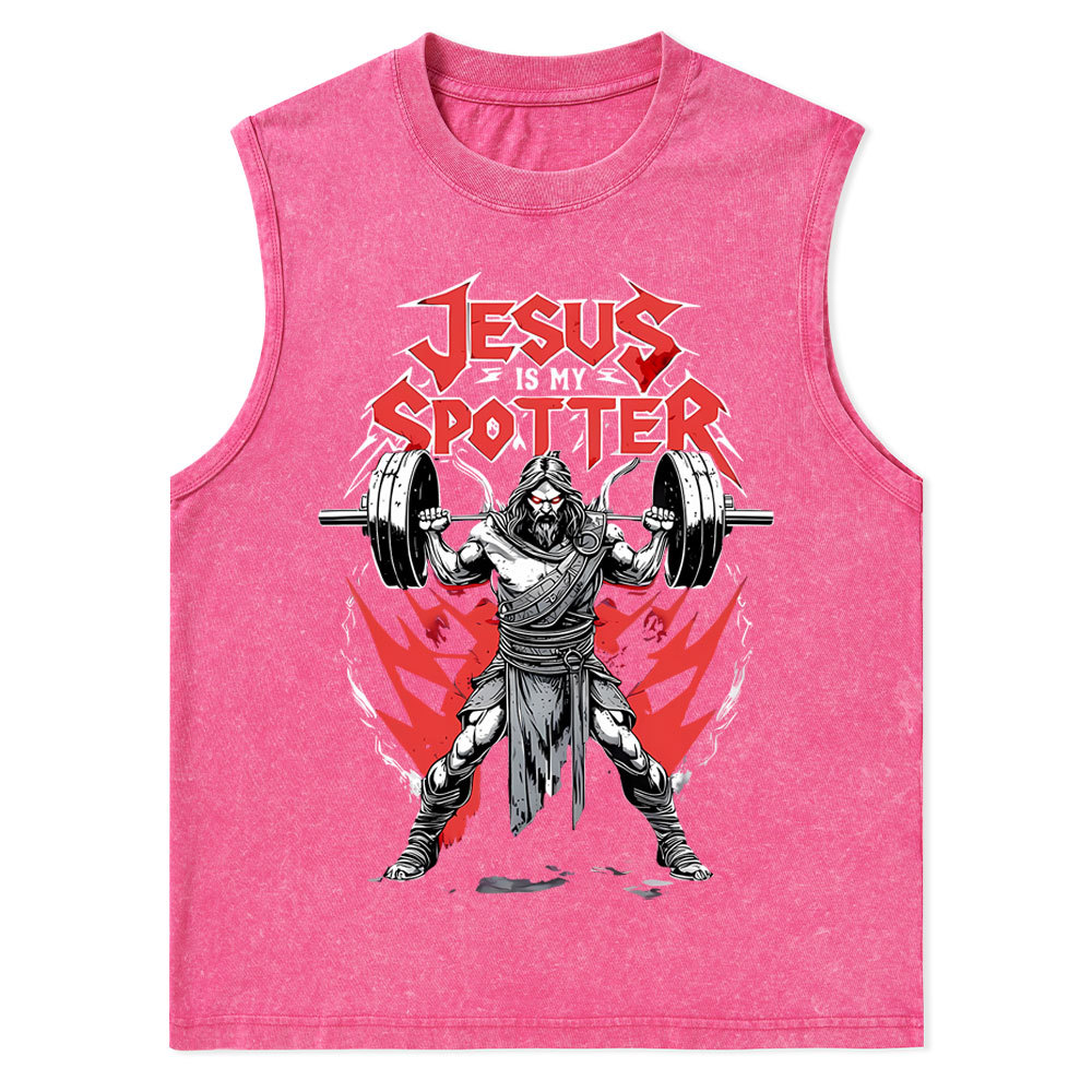 Jesus Is My Spotter Christian Washed Tank Top
