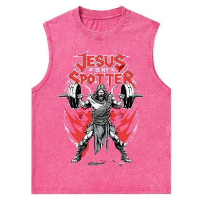 Jesus Is My Spotter Christian Washed Tank Top