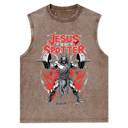 Jesus Is My Spotter Christian Washed Tank Top