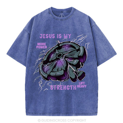 Jesus Is My Strength Christian Washed T-Shirt