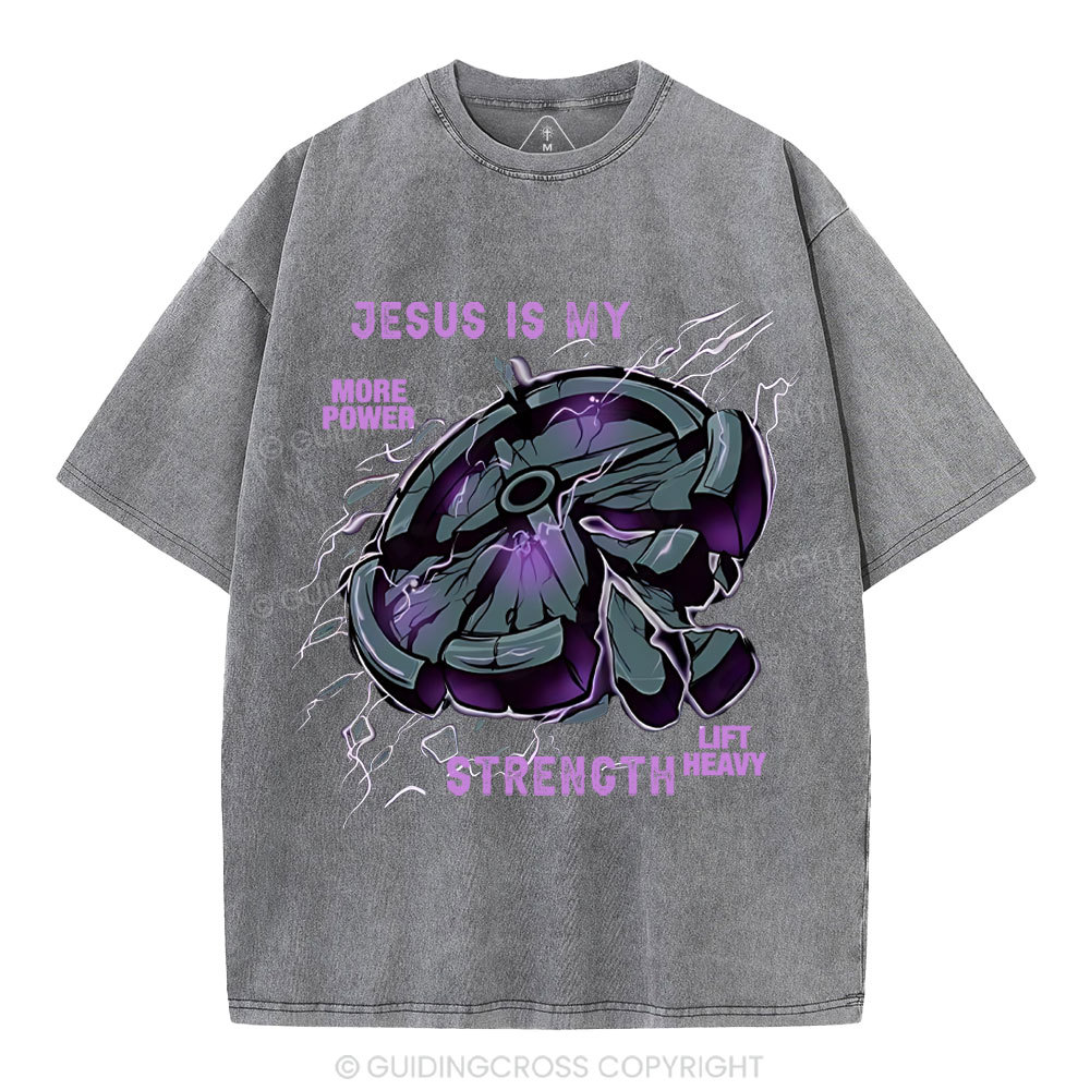 Jesus Is My Strength Christian Washed T-Shirt