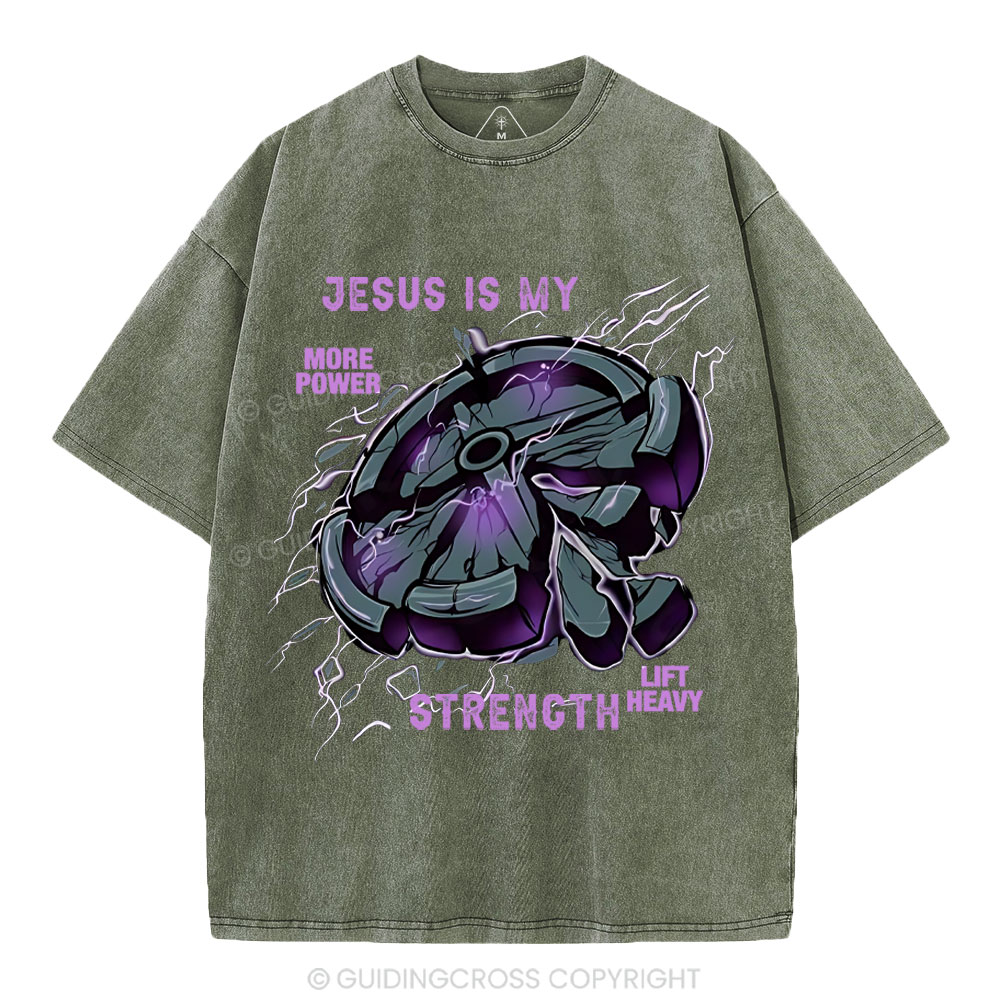 Jesus Is My Strength Christian Washed T-Shirt