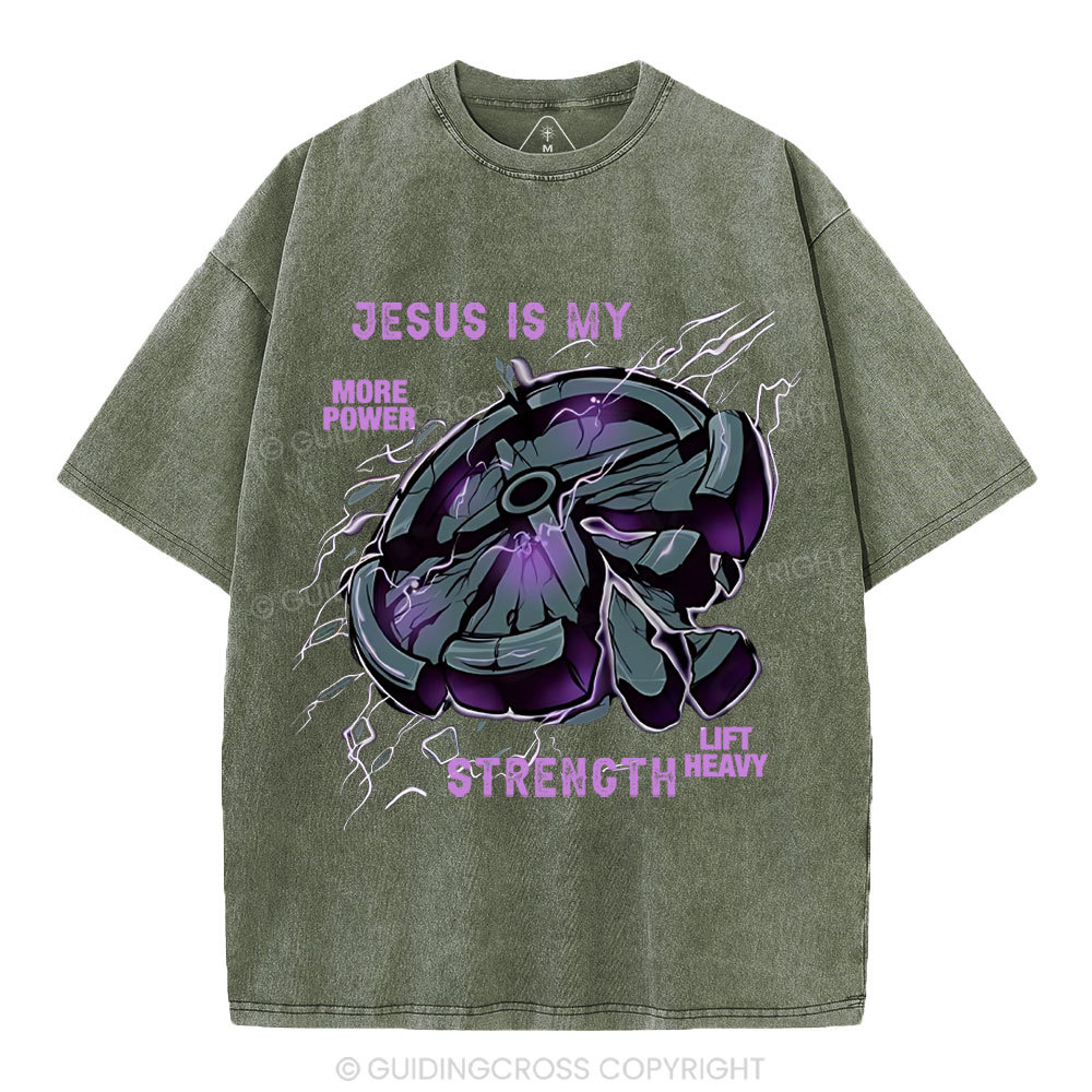 Jesus Is My Strength Christian Washed T-Shirt