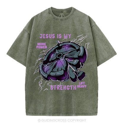 Jesus Is My Strength Christian Washed T-Shirt
