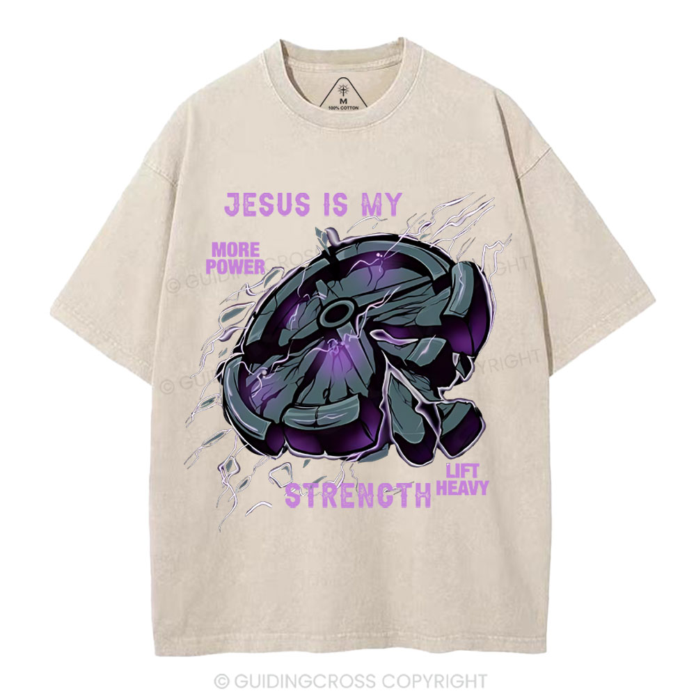 Jesus Is My Strength Christian Washed T-Shirt