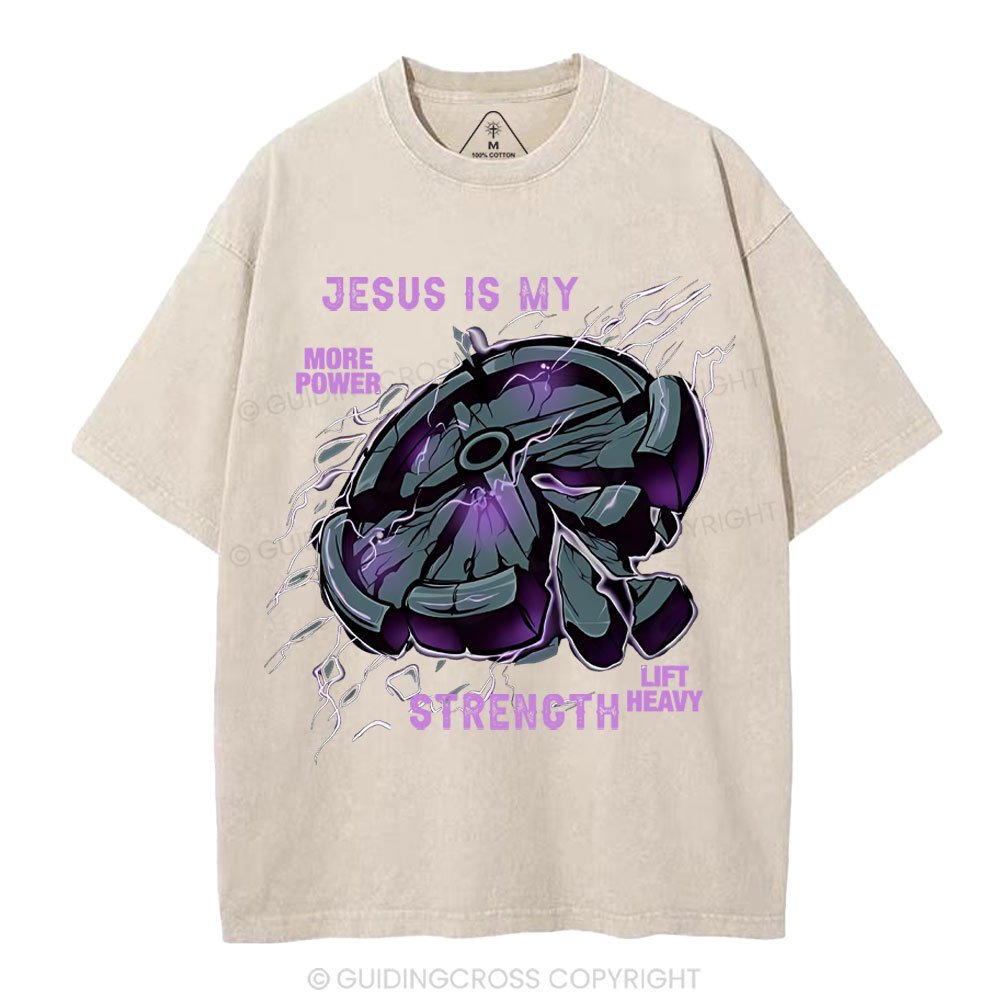 Jesus Is My Strength Christian Washed T-Shirt