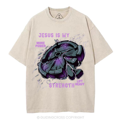 Jesus Is My Strength Christian Washed T-Shirt