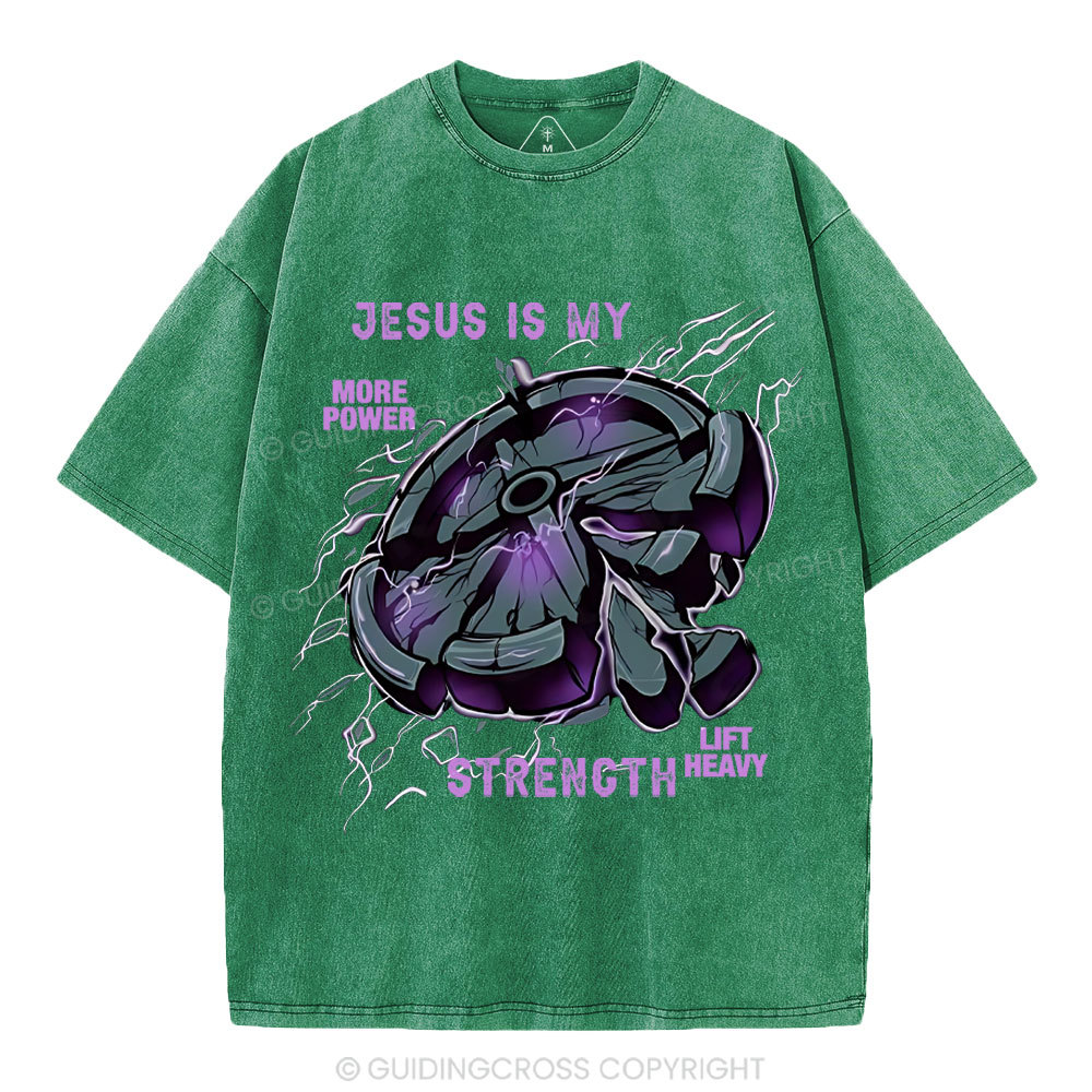 Jesus Is My Strength Christian Washed T-Shirt