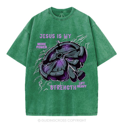 Jesus Is My Strength Christian Washed T-Shirt