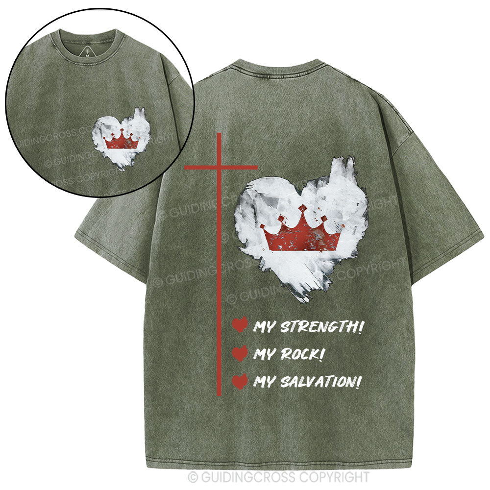 Jesus Is My Strength Rock And Salvation Christian Washed T-Shirt
