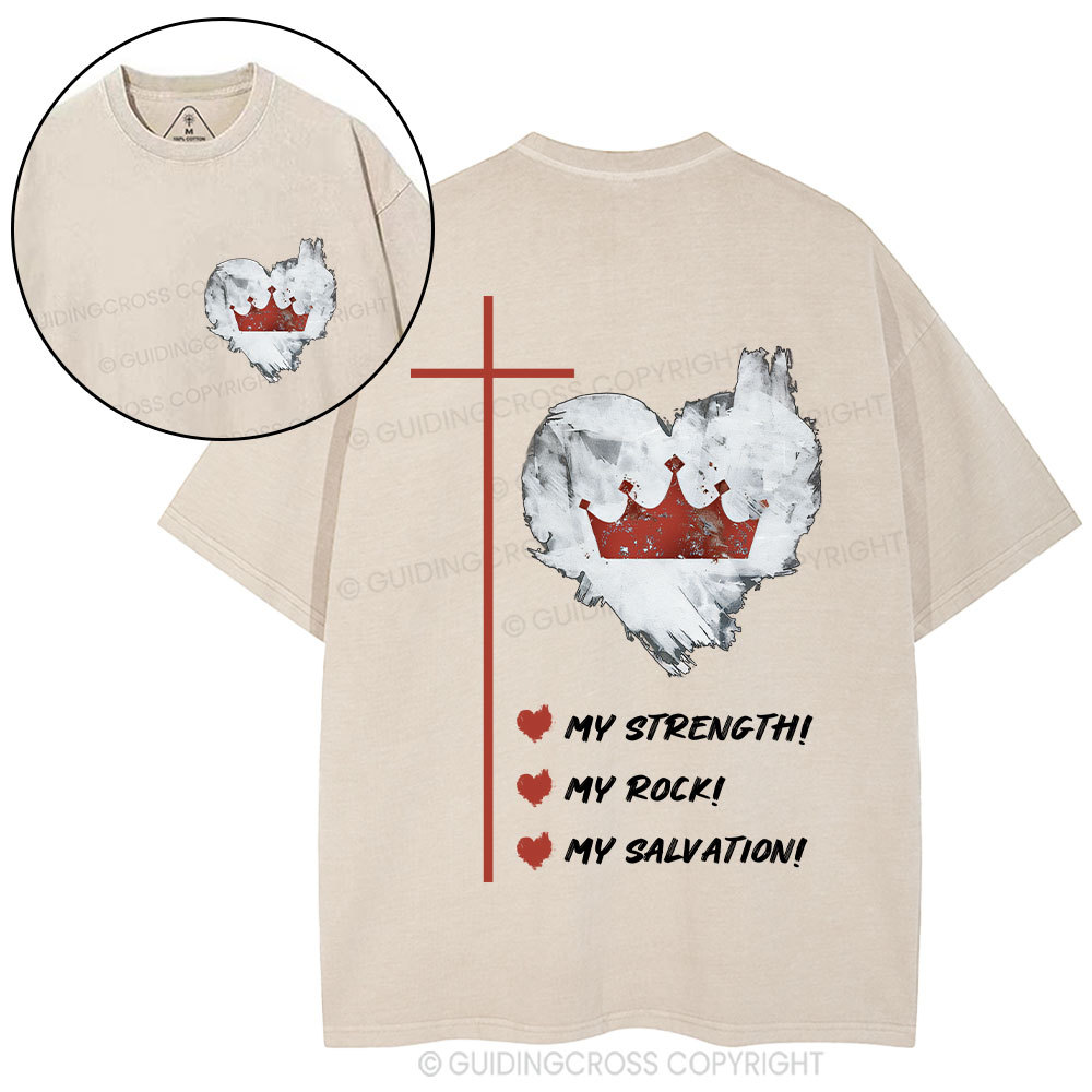 Jesus Is My Strength Rock And Salvation Christian Washed T-Shirt