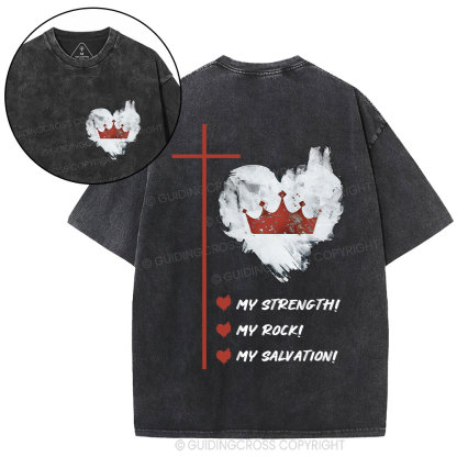 Jesus Is My Strength Rock And Salvation Christian Washed T-Shirt