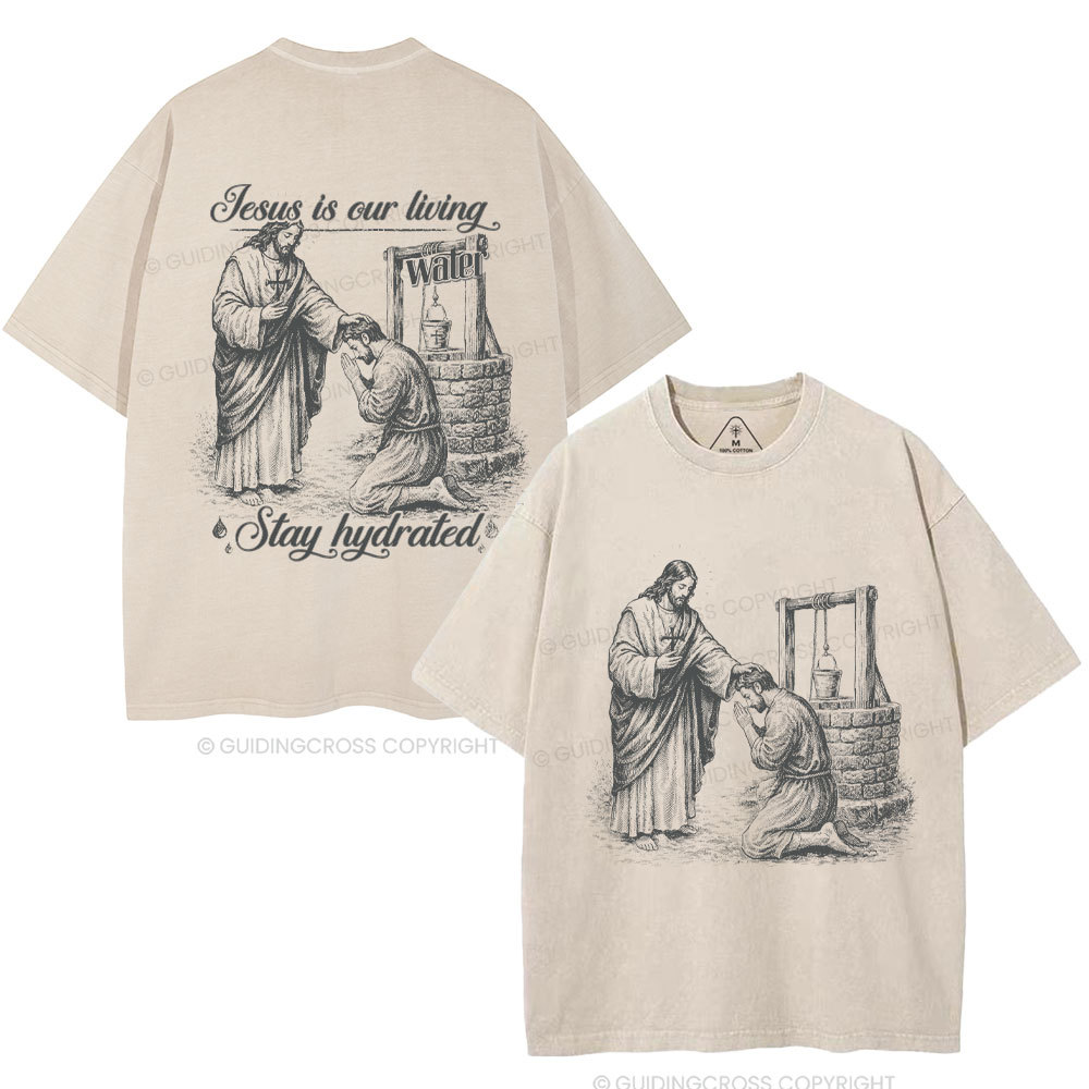 Jesus Is Our Living Christian Washed T-Shirt