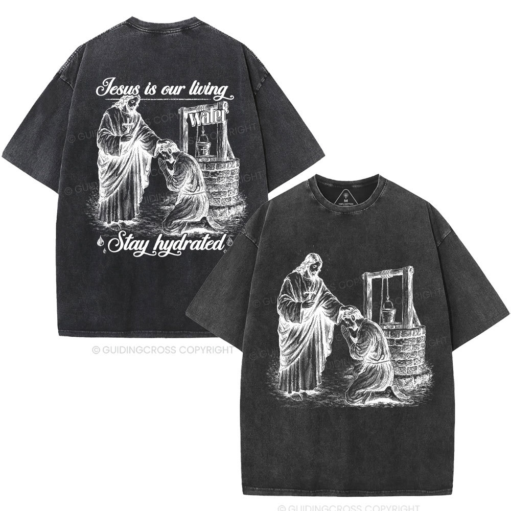 Jesus Is Our Living Christian Washed T-Shirt