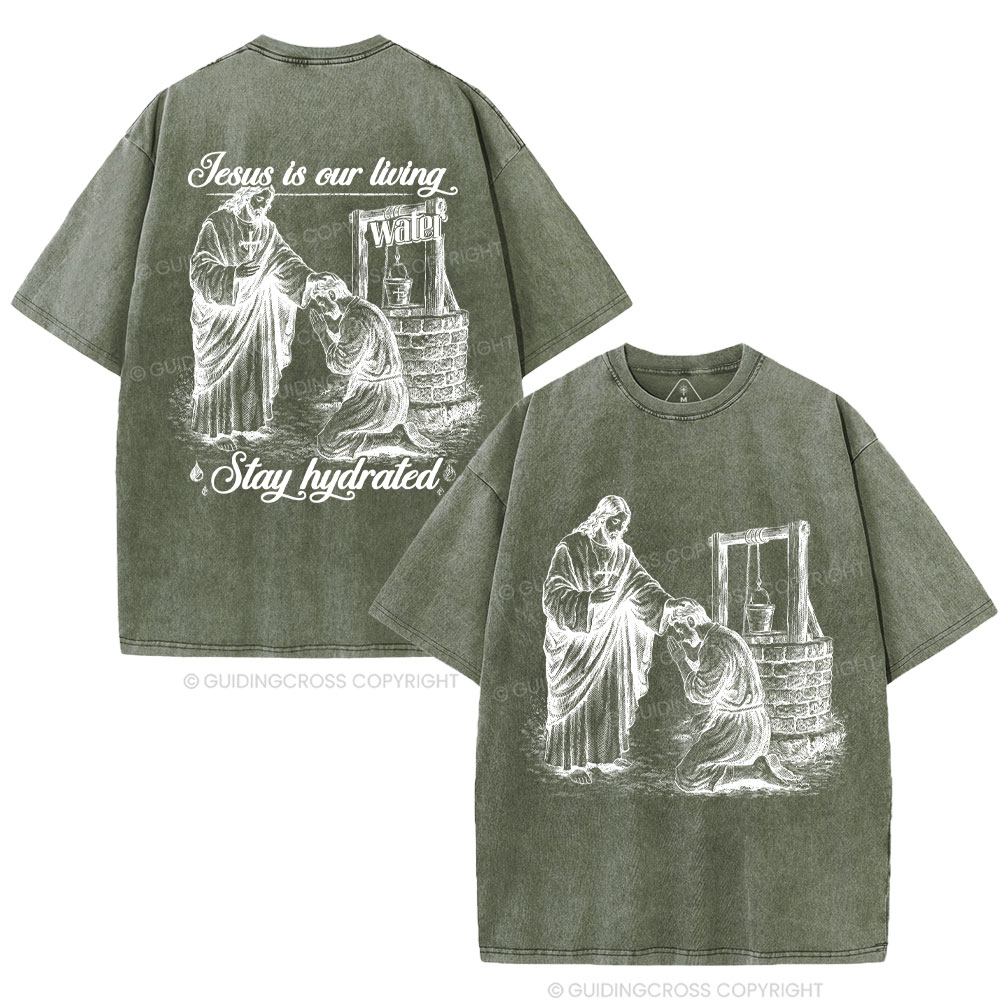 Jesus Is Our Living Christian Washed T-Shirt