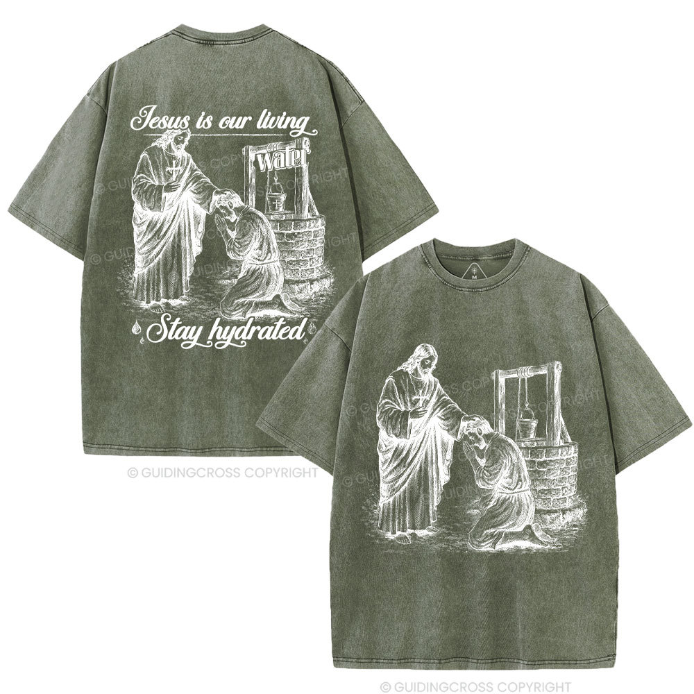 Jesus Is Our Living Christian Washed T-Shirt