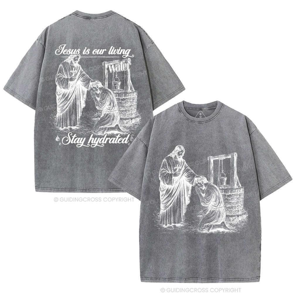 Jesus Is Our Living Christian Washed T-Shirt