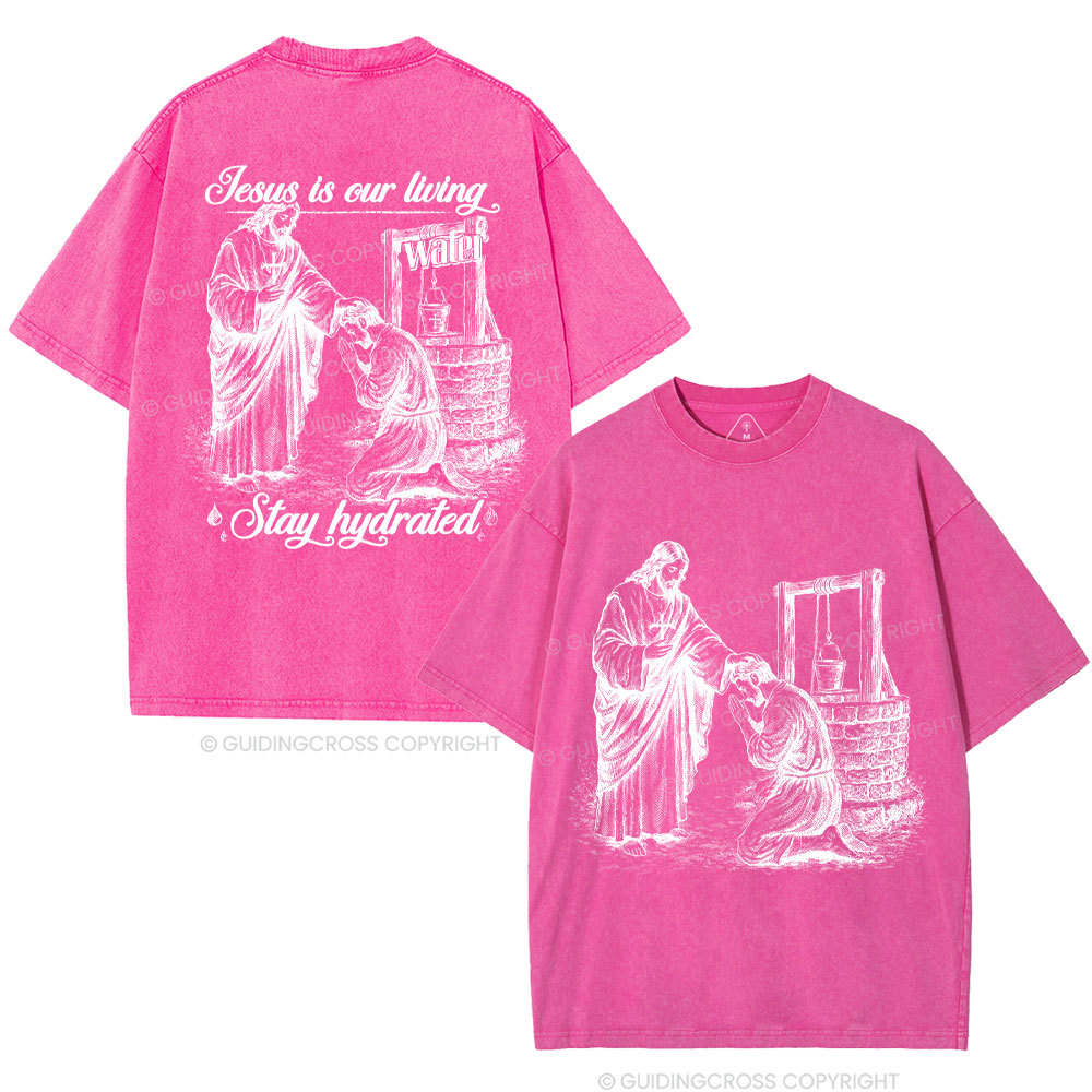 Jesus Is Our Living Christian Washed T-Shirt