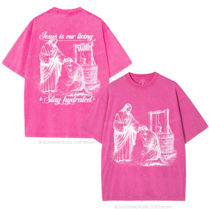 Jesus Is Our Living Christian Washed T-Shirt