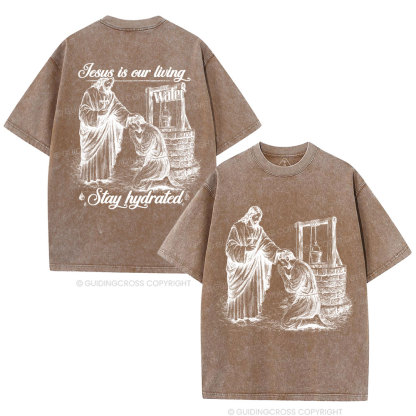 Jesus Is Our Living Christian Washed T-Shirt