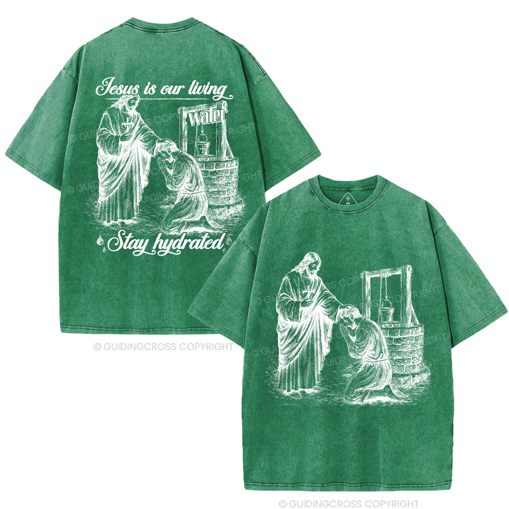 Jesus Is Our Living Christian Washed T-Shirt