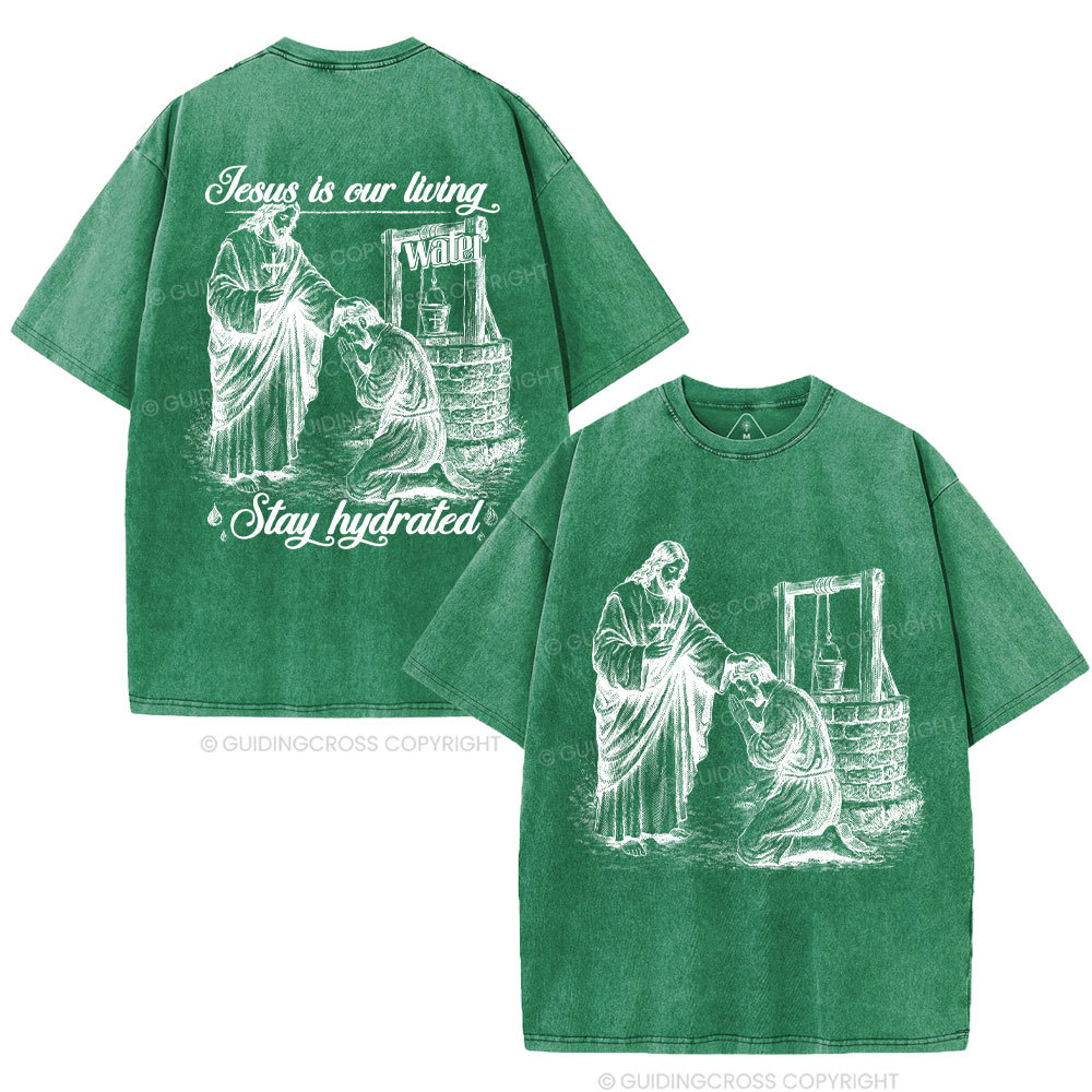 Jesus Is Our Living Christian Washed T-Shirt