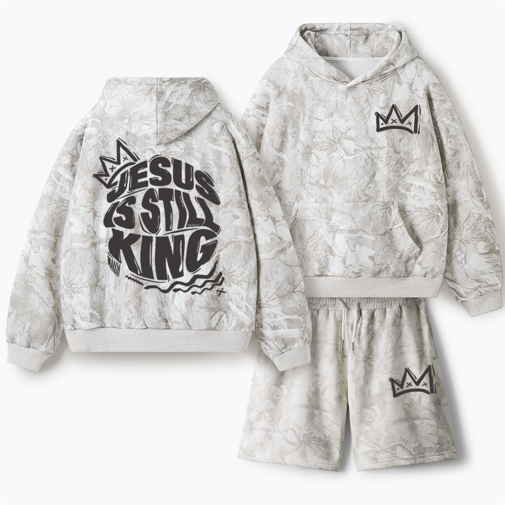 Jesus Is Still King Christian Camo Fleece Hoodie Set