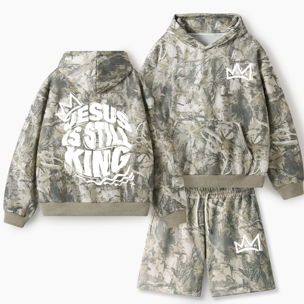 Jesus Is Still King Christian Camo Fleece Hoodie Set