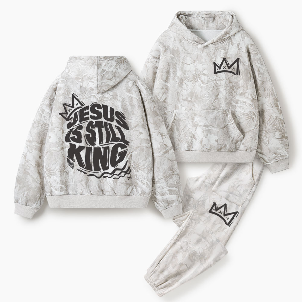 Jesus Is Still King Christian Camo Fleece Hoodie Set