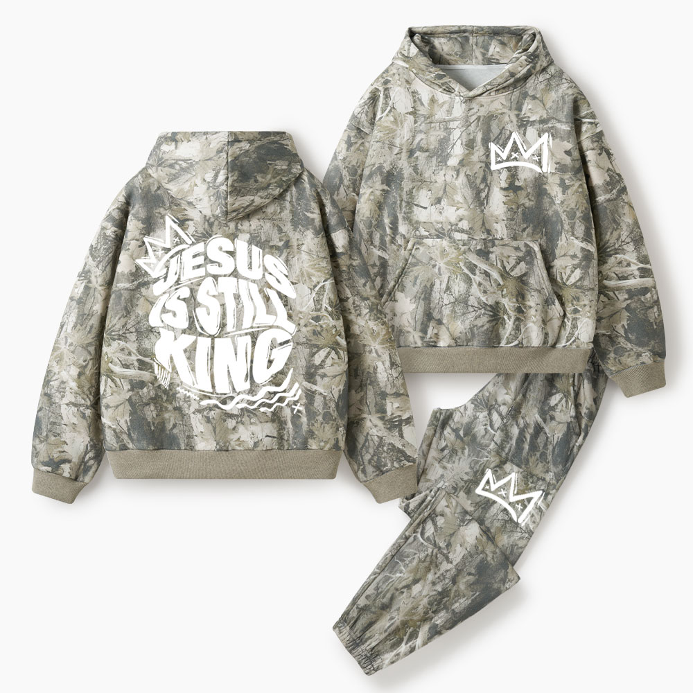 Jesus Is Still King Christian Camo Fleece Hoodie Set