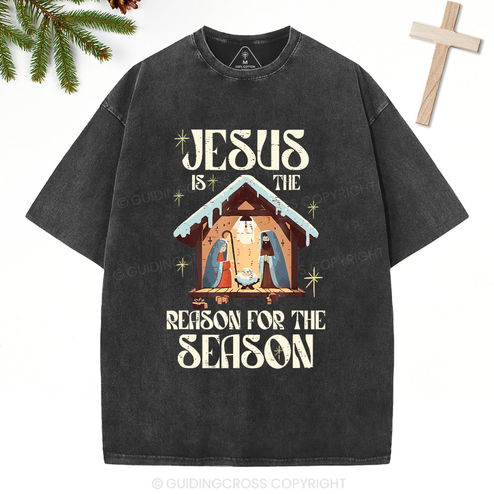 Jesus Is Th Reason For The Season Christian Christmas Washed T-Shirt