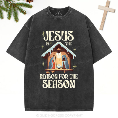 Jesus Is Th Reason For The Season Christian Christmas Washed T-Shirt
