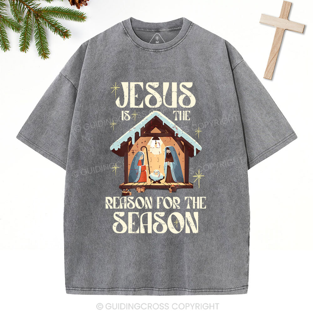 Jesus Is Th Reason For The Season Christian Christmas Washed T-Shirt