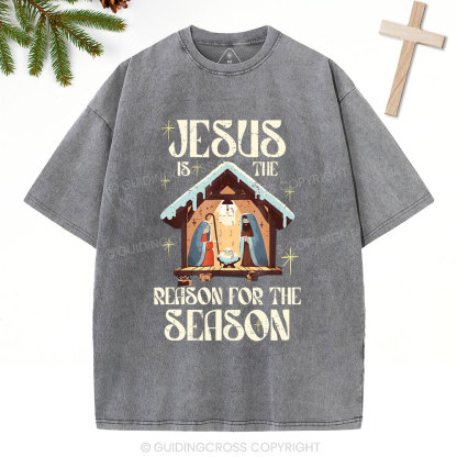 Jesus Is Th Reason For The Season Christian Christmas Washed T-Shirt