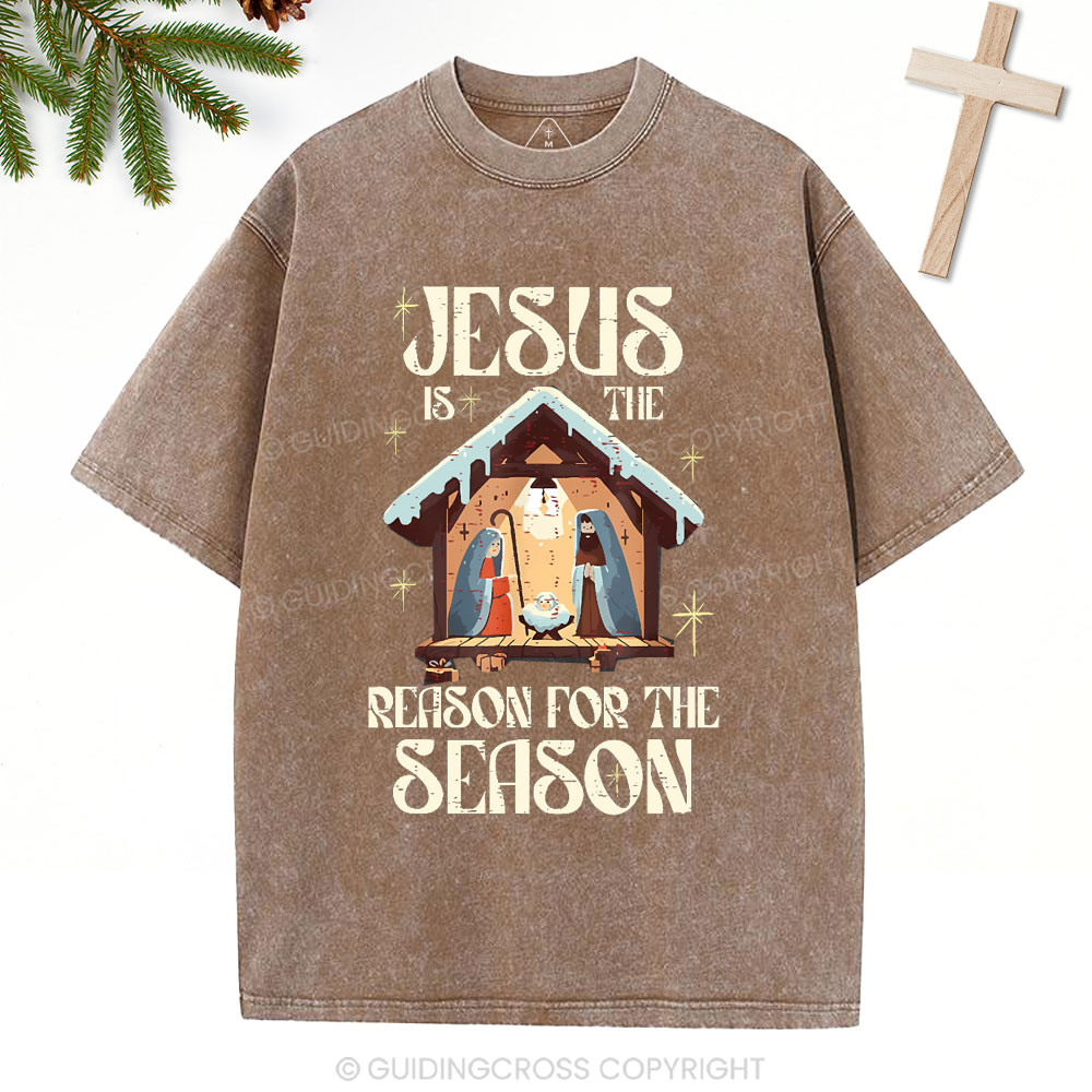 Jesus Is Th Reason For The Season Christian Christmas Washed T-Shirt