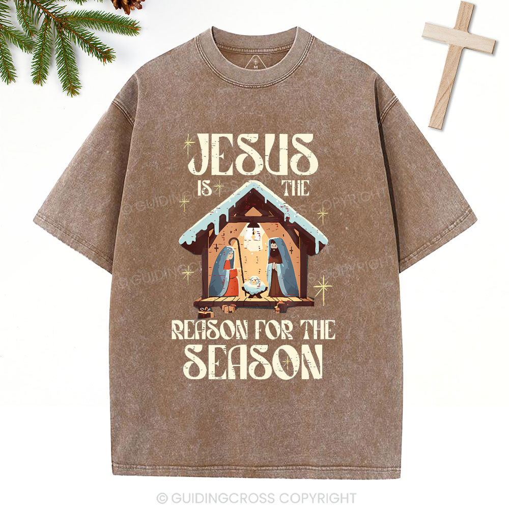 Jesus Is Th Reason For The Season Christian Christmas Washed T-Shirt