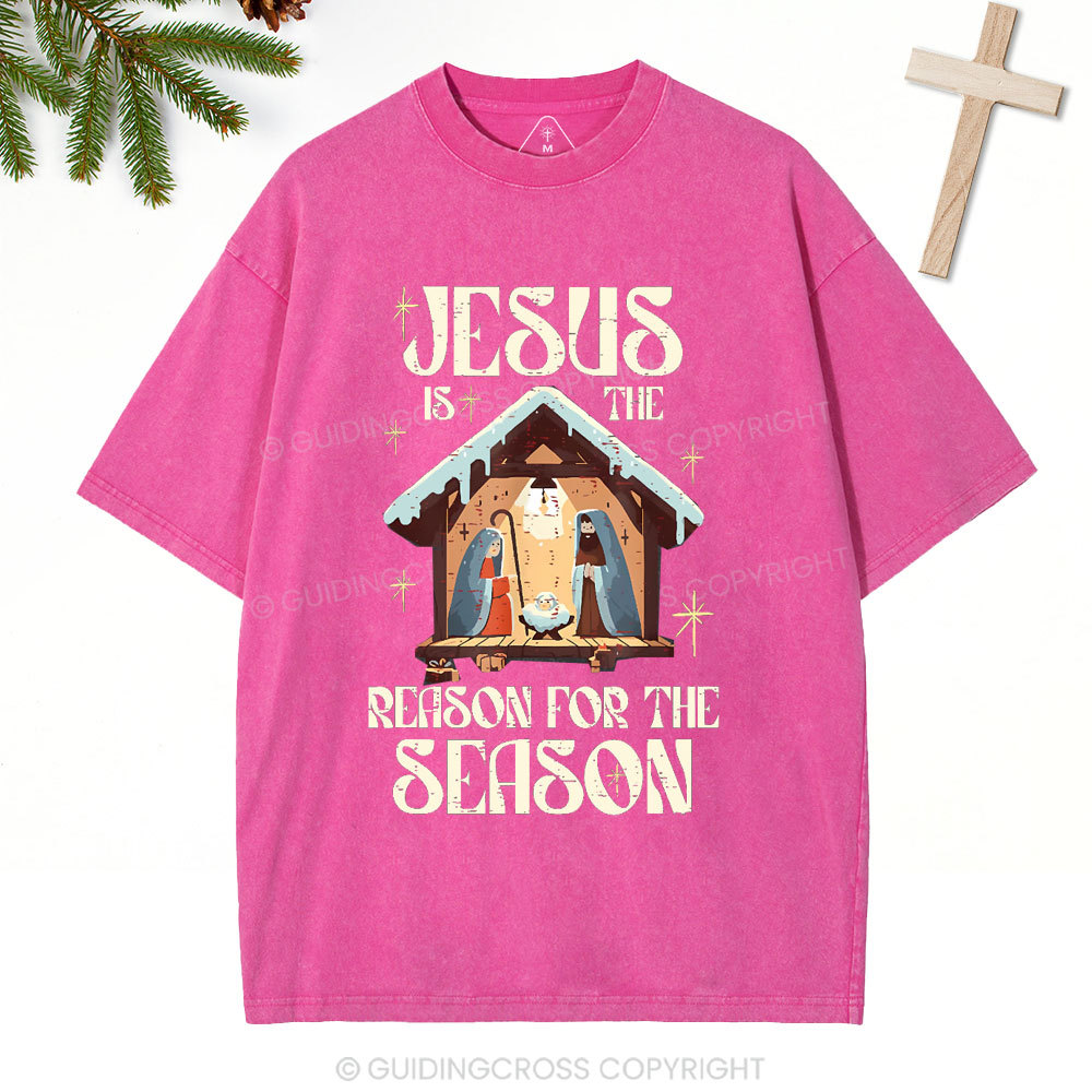 Jesus Is Th Reason For The Season Christian Christmas Washed T-Shirt