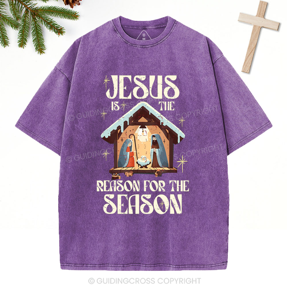 Jesus Is Th Reason For The Season Christian Christmas Washed T-Shirt