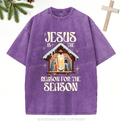 Jesus Is Th Reason For The Season Christian Christmas Washed T-Shirt