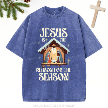 Jesus Is Th Reason For The Season Christian Christmas Washed T-Shirt